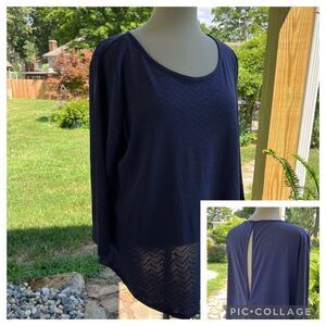 PlUS SIZE Purple Long Sleeve Open Back Scooped Neck Top size XXL